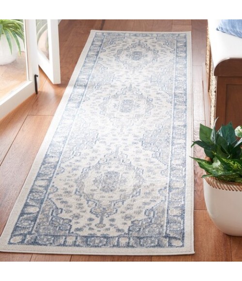Safavieh Blair Washable BLR208 Beige / Grey Blue 2'-2" X 8' Runner Area Rug