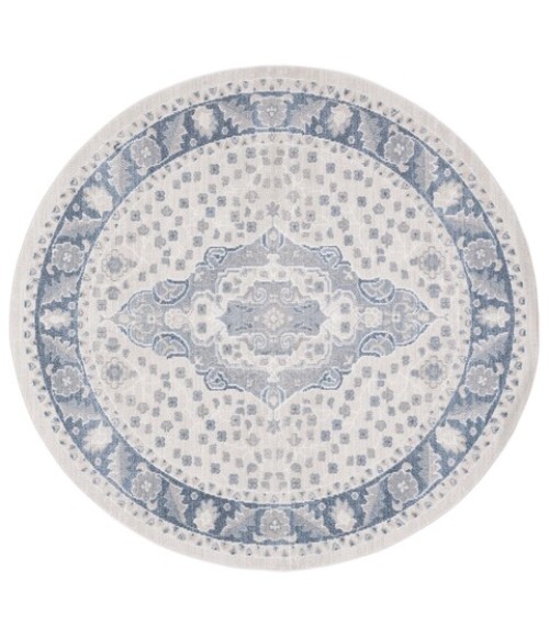 Safavieh Blair Washable BLR208 Beige / Grey Blue 6'-7" X 6'-7" Round Area Rug