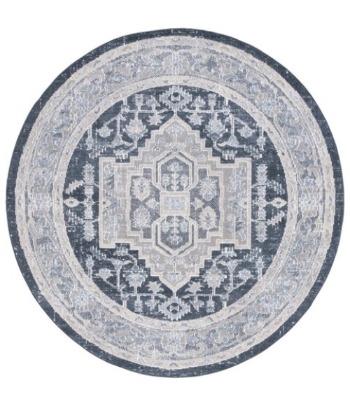 Safavieh Blair Washable BLR210 Beige / Navy 6'-7" X 6'-7" Round Area Rug