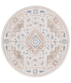 Safavieh Blair Washable BLR214 Beige / Rust 6'-7" X 6'-7" Round Area Rug