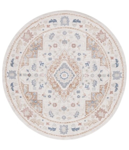 Safavieh Blair Washable BLR214 Beige / Rust 6'-7" X 6'-7" Round Area Rug
