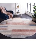 Safavieh Blair Washable BLR216 Beige / Blue Rust 6'-7" X 6'-7" Round Area Rug