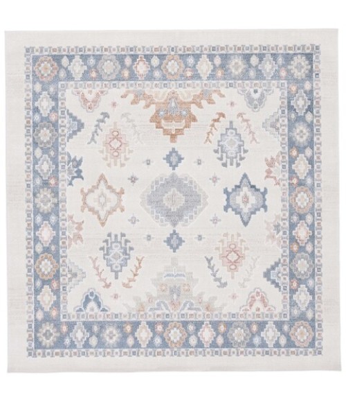 Safavieh Blair Washable BLR218 Beige / Blue 6'-7" X 6'-7" Square Area Rug