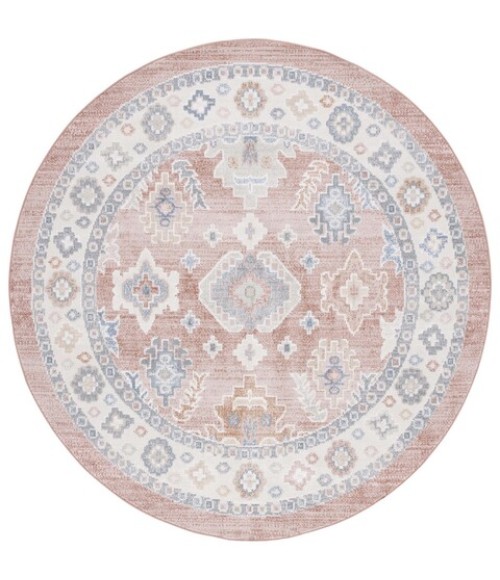 Safavieh Blair Washable BLR218 Rose / Blue 6'-7" X 6'-7" Round Area Rug