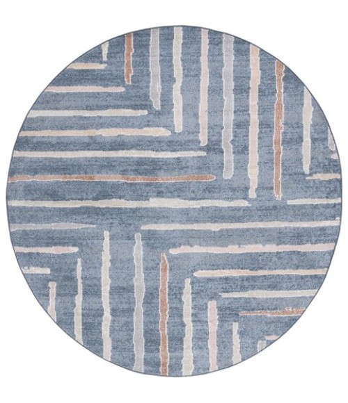 Safavieh Blair Washable BLR222 Blue / Multi 6'-7" X 6'-7" Round Area Rug