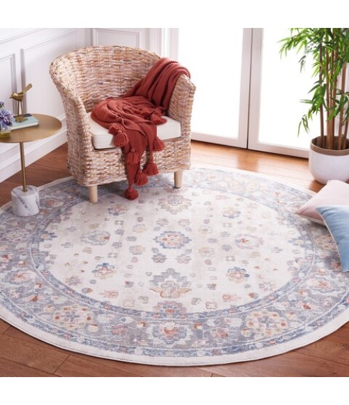 Safavieh Blair Washable BLR224 Beige / Grey 6'-7" X 6'-7" Round Area Rug