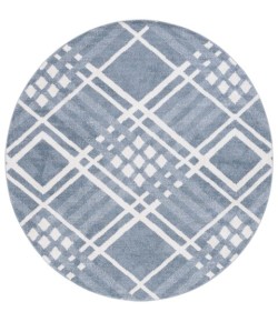 Safavieh Blair Washable BLR228 Blue / Ivory 6'-7" X 6'-7" Round Area Rug