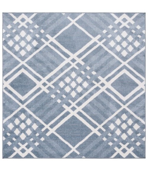 Safavieh Blair Washable BLR228 Blue / Ivory 6'-7" X 6'-7" Square Area Rug