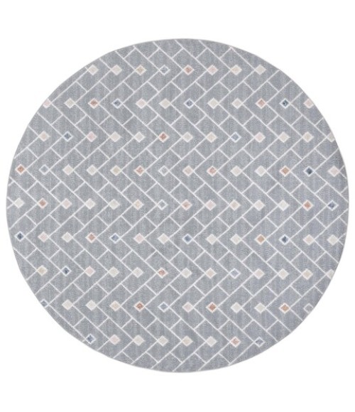Safavieh Blair Washable BLR230 Grey / Multi 6'-7" X 6'-7" Round Area Rug