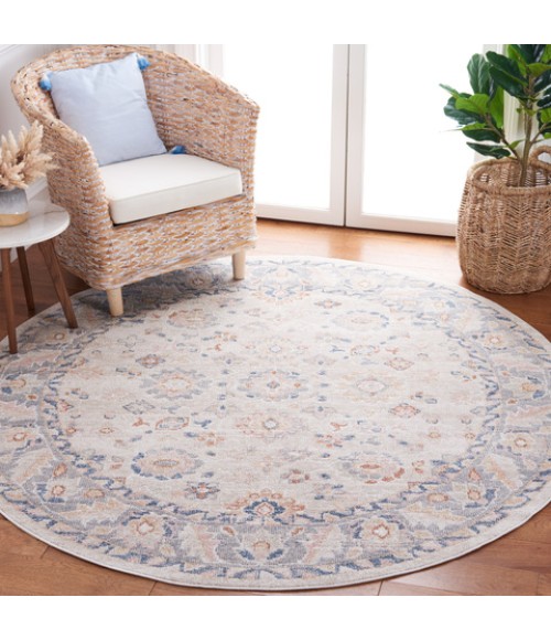 Safavieh Blair Washable BLR232 Beige / Grey 6'-7" X 6'-7" Round Area Rug