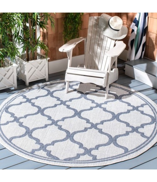 Safavieh Bermuda BMU810 Ivory / Charcoal 6'-7" X 6'-7" Round Area Rug