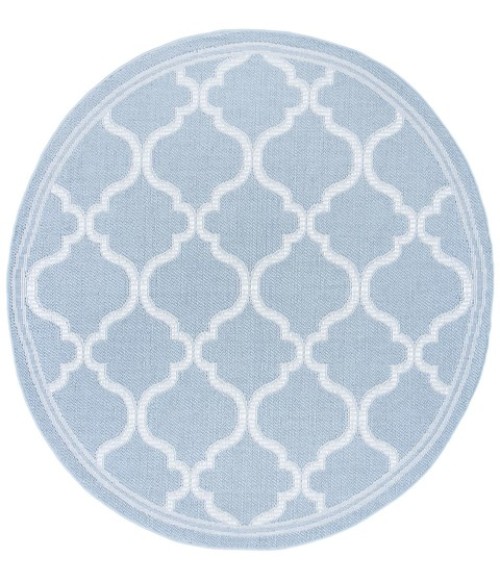 Safavieh Bermuda BMU810 Light Blue / Ivory 6'-7" X 6'-7" Round Area Rug