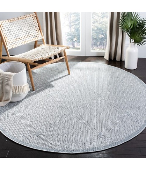 Safavieh Bermuda BMU811 Light Blue / Ivory 8' X 8' Round Area Rug