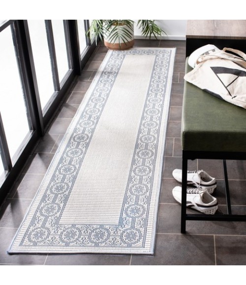 Safavieh Bermuda BMU815 Ivory / Light Blue 2' X 8' Runner Area Rug