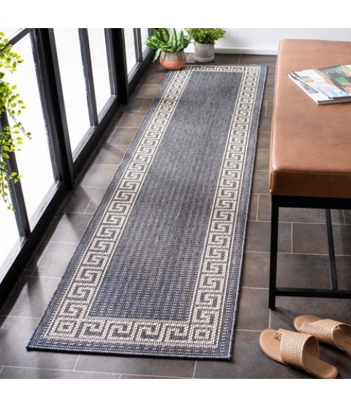 Safavieh Bermuda BMU820 Dark Blue / Ivory 8' X 8' Round Area Rug
