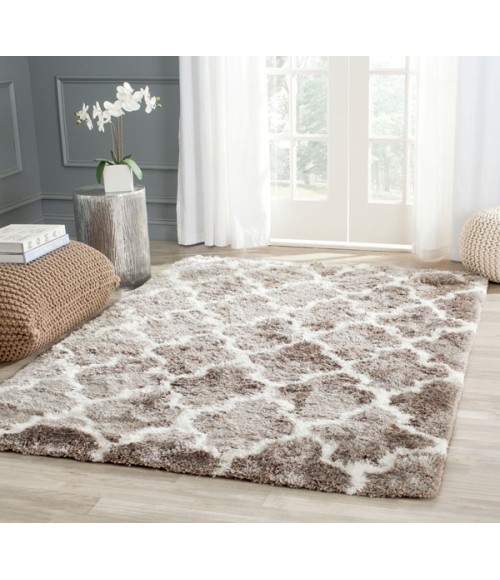 Safavieh Barcelona Shag BSG319 Silver / Ivory 3' X 5' Rectangle Area Rug
