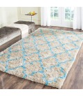 Safavieh Barcelona Shag BSG319 Cream / Blue 5' X 5' Round Area Rug