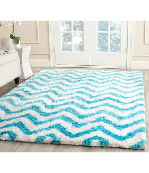 Safavieh Barcelona Shag BSG320 Ivory / Blue 3' X 5' Rectangle Area Rug