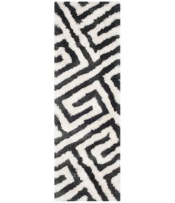 Safavieh Barcelona Shag BSG323 Graphite / Ivory 2'-3" X 7' Runner Area Rug
