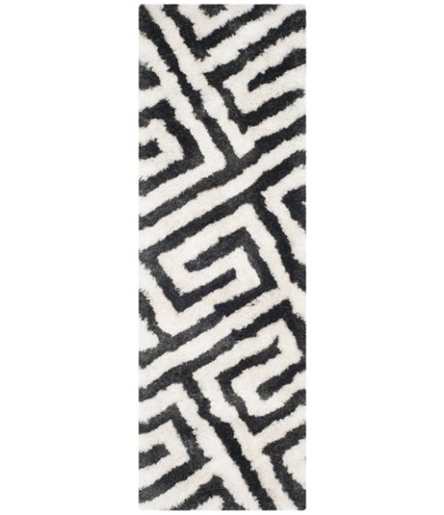 Safavieh Barcelona Shag BSG323 Graphite / Ivory 2'-3" X 7' Runner Area Rug