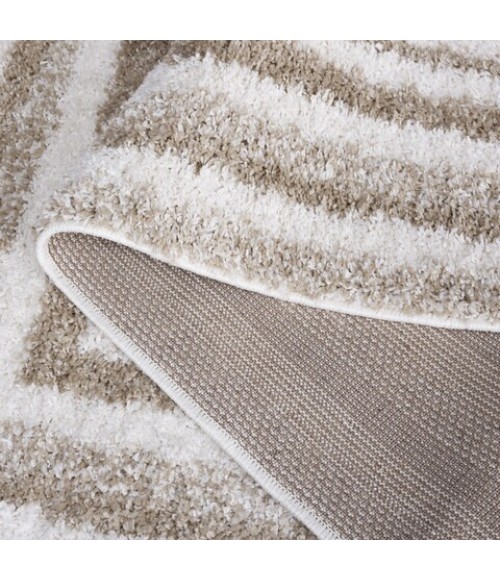 Safavieh Border & Stripe Shag BSP251 Ivory / Beige 5'-3" X 7'-6" Rectangle Area Rug
