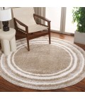 Safavieh Border & Stripe Shag BSP251 Beige / Ivory 6'-7" X 6'-7" Round Area Rug