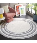 Safavieh Border & Stripe Shag BSP251 Ivory / Grey 6'-7" X 6'-7" Round Area Rug