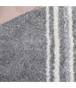 Safavieh Border & Stripe Shag BSP251 Grey / Ivory 2'-2" X 8' Runner Area Rug