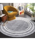 Safavieh Border & Stripe Shag BSP251 Grey / Ivory 6'-7" X 6'-7" Round Area Rug