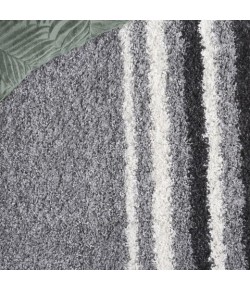 Safavieh Border & Stripe Shag BSP251 Grey / Black 2'-2" X 8' Runner Area Rug