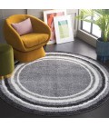 Safavieh Border & Stripe Shag BSP251 Grey / Black 6'-7" X 6'-7" Round Area Rug