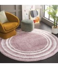 Safavieh Border & Stripe Shag BSP251 Pink / Ivory 6'-7" X 6'-7" Round Area Rug
