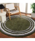 Safavieh Border & Stripe Shag BSP251 Green 6'-7" X 6'-7" Round Area Rug