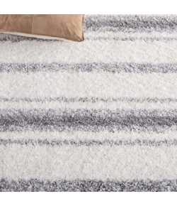 Safavieh Border & Stripe Shag BSP252 Ivory / Grey 2'-2" X 8' Runner Area Rug