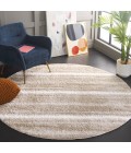 Safavieh Border & Stripe Shag BSP252 Beige / Ivory 6'-7" X 6'-7" Round Area Rug
