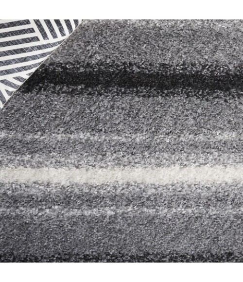 Safavieh Border & Stripe Shag BSP252 Grey / Black 5'-3" X 7'-6" Rectangle Area Rug
