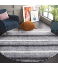 Safavieh Border & Stripe Shag BSP252 Grey / Black 6'-7" X 6'-7" Round Area Rug