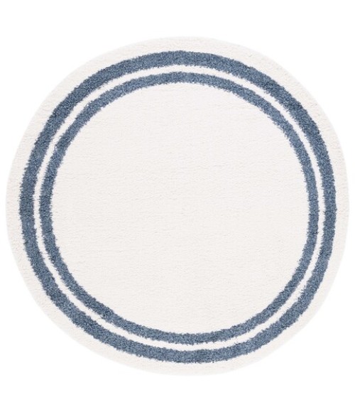 Safavieh Calico Shag Ivory / Blue CLC100 6 ft. 7 in. X 6 ft. 7 in. Round Rug