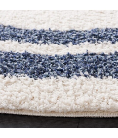 Safavieh Calico Shag Ivory / Blue CLC100 6 ft. 7 in. X 6 ft. 7 in. Round Rug