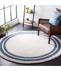 Safavieh Calico Shag Ivory / Blue CLC100 6 ft. 7 in. X 6 ft. 7 in. Round Rug