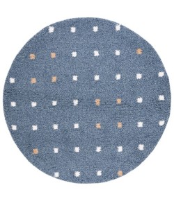 Safavieh Calico Shag Blue / Ivory CLC102 6 ft. 7 in. X 6 ft. 7 in. Round Rug