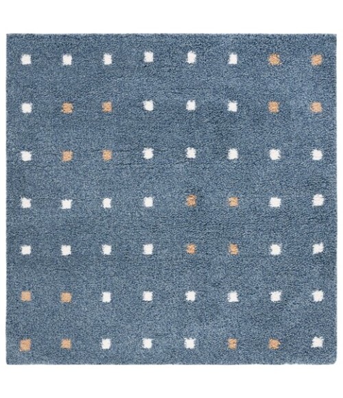 Safavieh Calico Shag Blue / Ivory CLC102 6 ft. 7 in. X 6 ft. 7 in. Square Rug