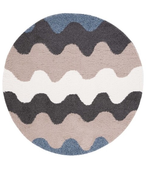 Safavieh Calico Shag Black / Taupe CLC116 6 ft. 7 in. X 6 ft. 7 in. Round Rug