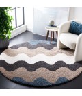 Safavieh Calico Shag Black / Taupe CLC116 6 ft. 7 in. X 6 ft. 7 in. Round Rug