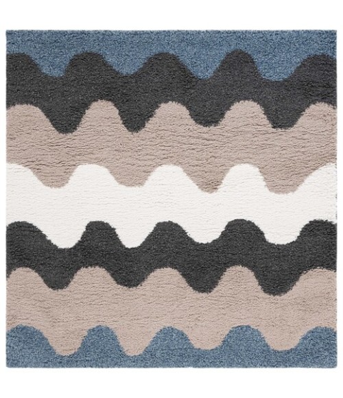 Safavieh Calico Shag Black / Taupe CLC116 6 ft. 7 in. X 6 ft. 7 in. Square Rug