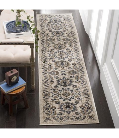 Safavieh Carolina Cream / Dark Blue Rug CRL477 2 ft. X 8 ft. Runner - Rugs Town Safavieh Carolina Cream / Dark Blue CRL477 2 ft. X 8 ft. Runner Rug