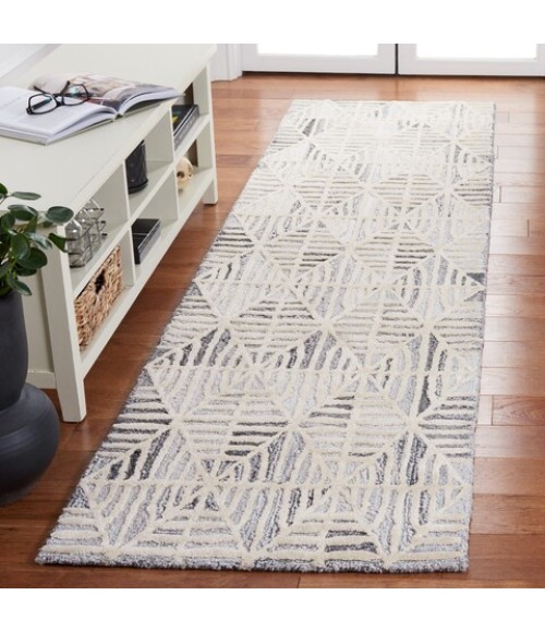 Safavieh Ebony Grey / Ivory EBN110 2 ft. 3 in. X 9 ft. Runner Rug