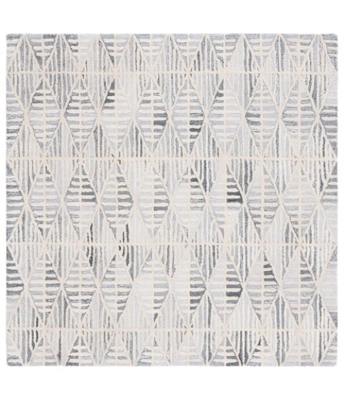 Safavieh Ebony Grey / Ivory EBN110 6 ft. X 6 ft. Square Rug