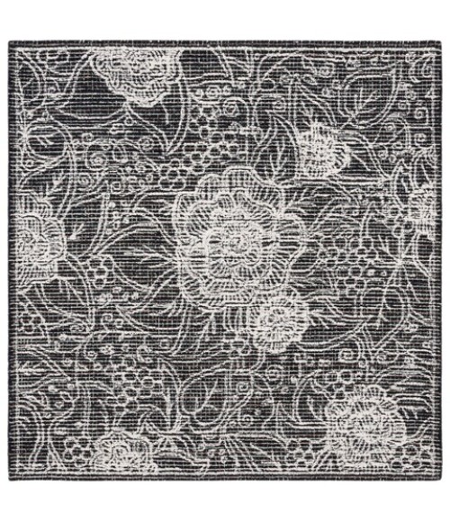 Safavieh Ebony Black / Ivory EBN114 6 ft. X 6 ft. Square Rug