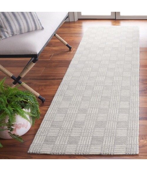 Safavieh Ebony Light Grey / Ivory Rug EBN358 2 ft. 3 in. X 9 ft. Runner - Rugs Town Safavieh Ebony Light Grey / Ivory EBN358 2 ft. 3 in. X 9 ft. Runner Rug